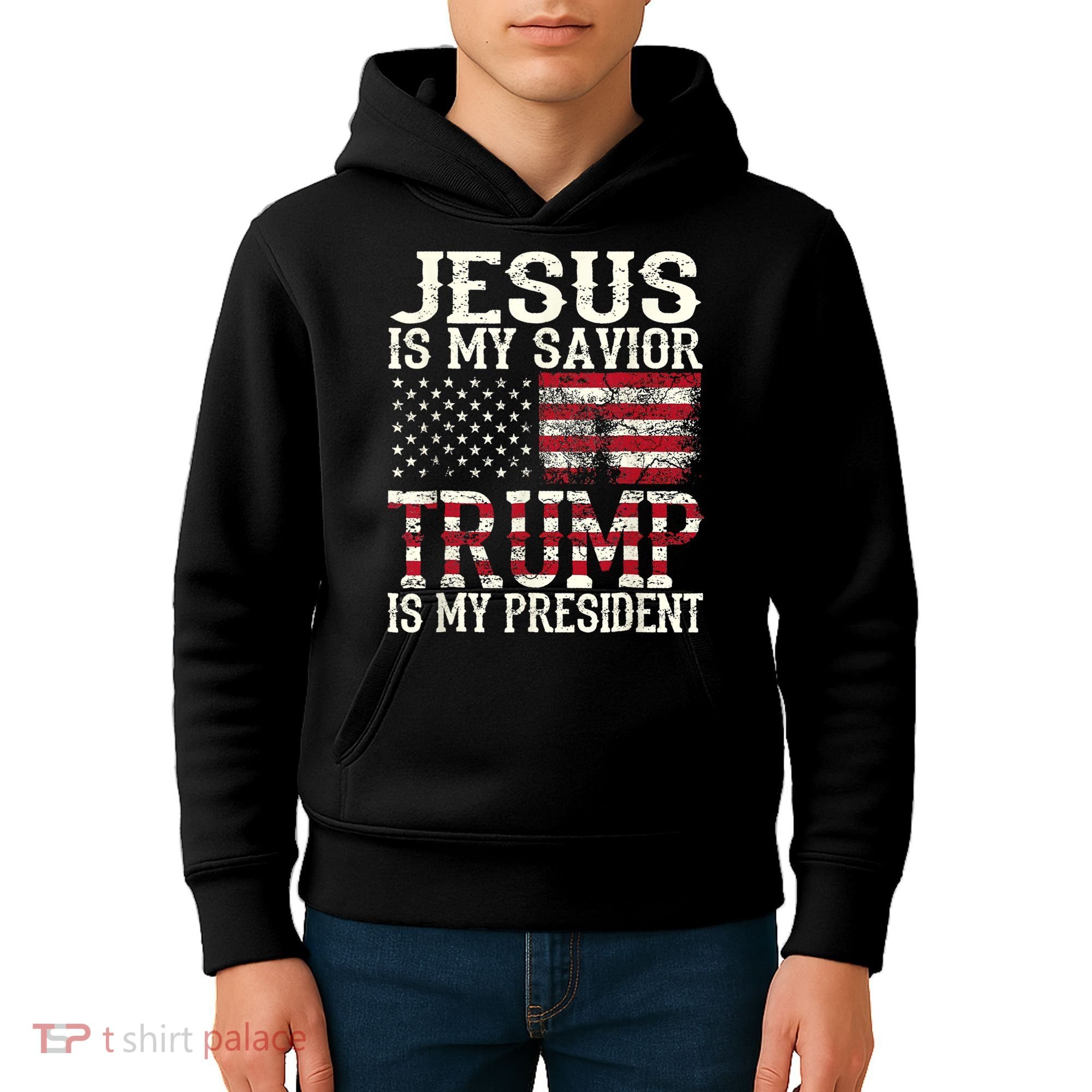 Jesus Is My Savior Trump Is My President 2024 Christian Kids Hoodie