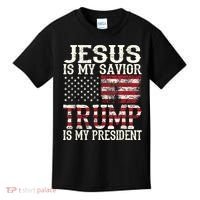 Jesus Is My Savior Trump Is My President 2024 Christian Kids T-Shirt thumb 0