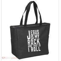 Jesus Is My Rock And Thats How I Roll Tote Bag thumb 2