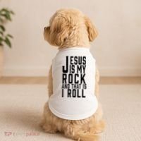 Jesus Is My Rock And Thats How I Roll Doggie Tank thumb 2
