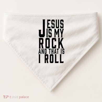 Jesus Is My Rock And Thats How I Roll USA-Made Doggie Bandana