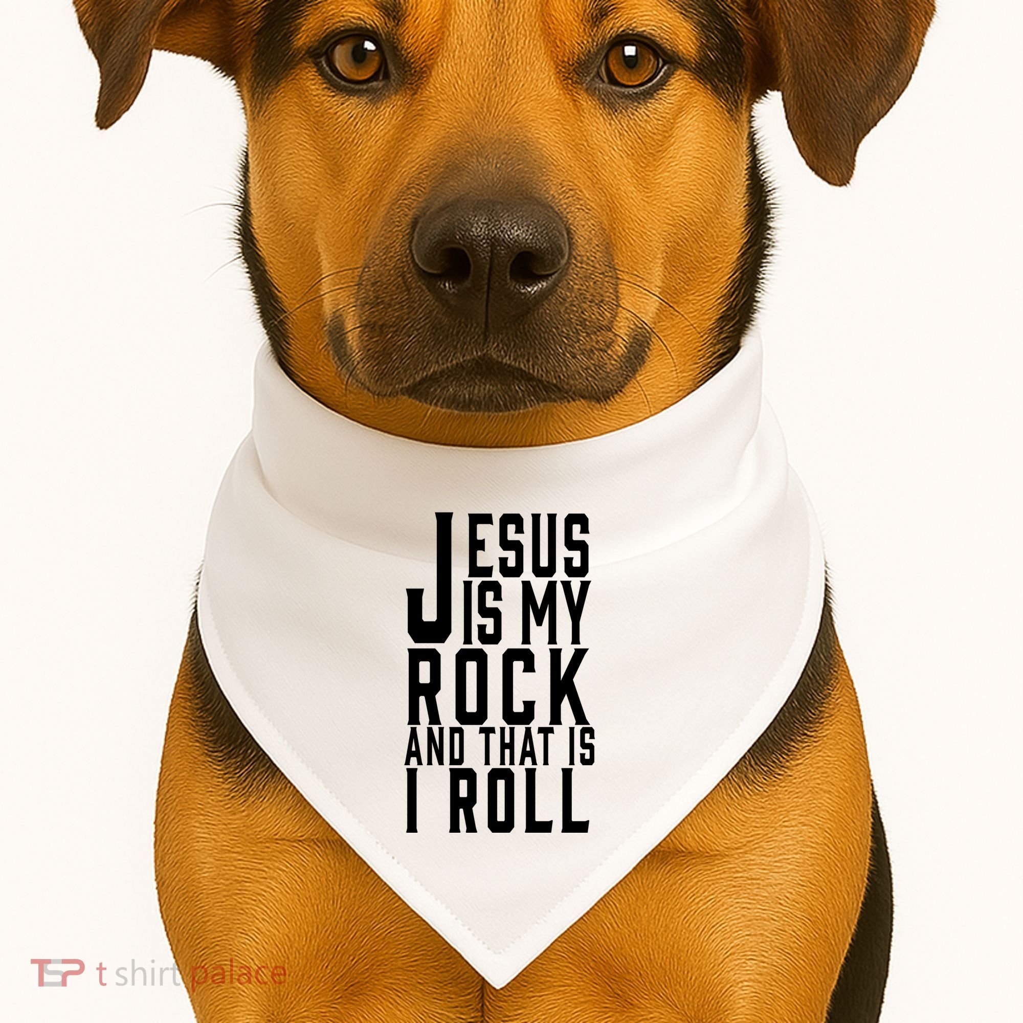 Jesus Is My Rock And Thats How I Roll USA-Made Doggie Bandana