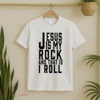 Jesus Is My Rock And Thats How I Roll T-Shirt thumb 2