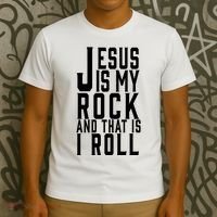 Jesus Is My Rock And Thats How I Roll T-Shirt thumb 3