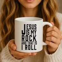 Jesus Is My Rock And Thats How I Roll Coffee Mug thumb 3