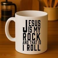 Jesus Is My Rock And Thats How I Roll Coffee Mug thumb 4