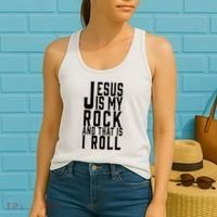 Jesus Is My Rock And Thats How I Roll Women's Tank Top thumb 2