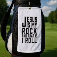 Jesus Is My Rock And Thats How I Roll Golf Towel thumb 2