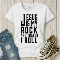 Jesus Is My Rock And Thats How I Roll Women's T-Shirt thumb 3
