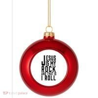 Jesus Is My Rock And Thats How I Roll Plastic Christmas Ball Ornament thumb 0