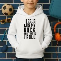 Jesus Is My Rock And Thats How I Roll Kids Hoodie thumb 2