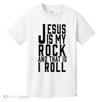Jesus Is My Rock And Thats How I Roll Kids T-Shirt thumb 0