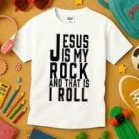 Jesus Is My Rock And Thats How I Roll Kids T-Shirt thumb 3
