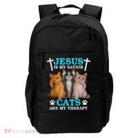Jesus Is My Savior Cats Are My Therapy Christian Funny Cat Backpack thumb 0