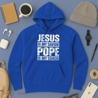Jesus Is My Savior Pope Is My Coach Christian Hoodie thumb 3