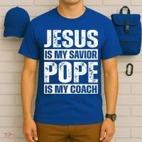 Jesus Is My Savior Pope Is My Coach Christian T-Shirt thumb 6