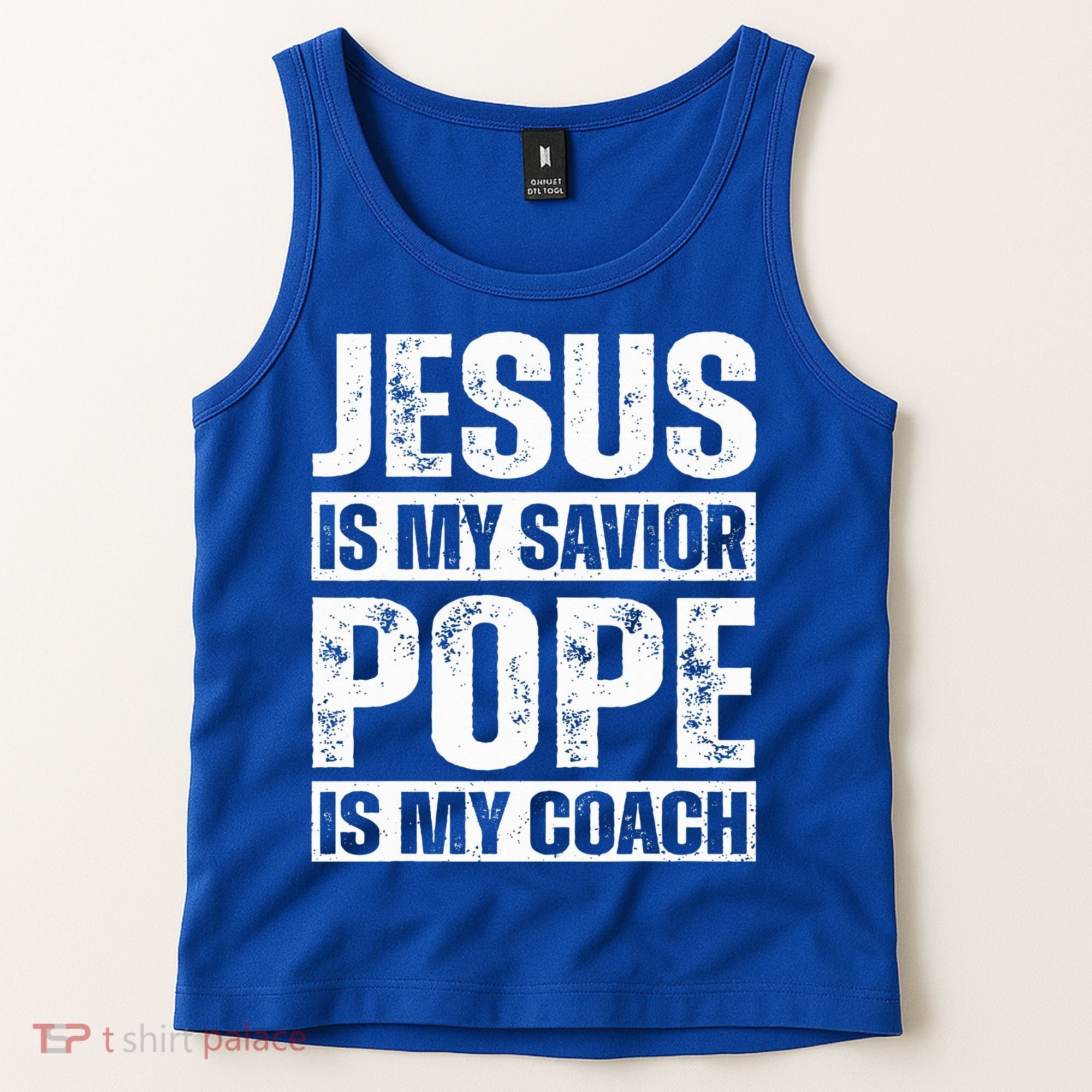 Jesus Is My Savior Pope Is My Coach Christian Tank Top