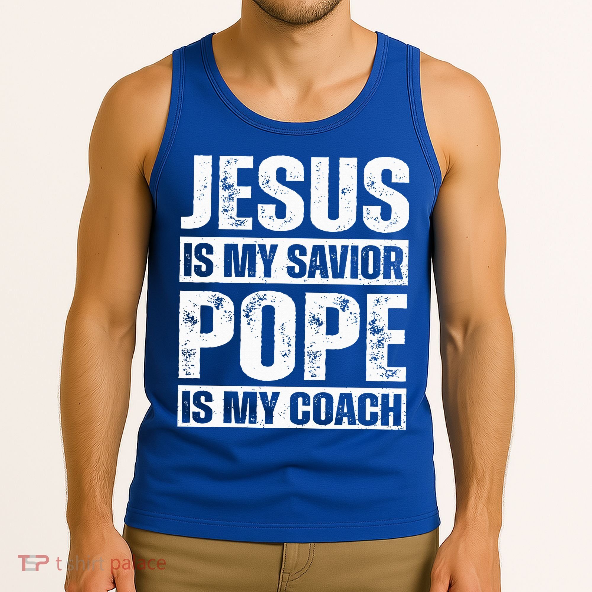 Jesus Is My Savior Pope Is My Coach Christian Tank Top