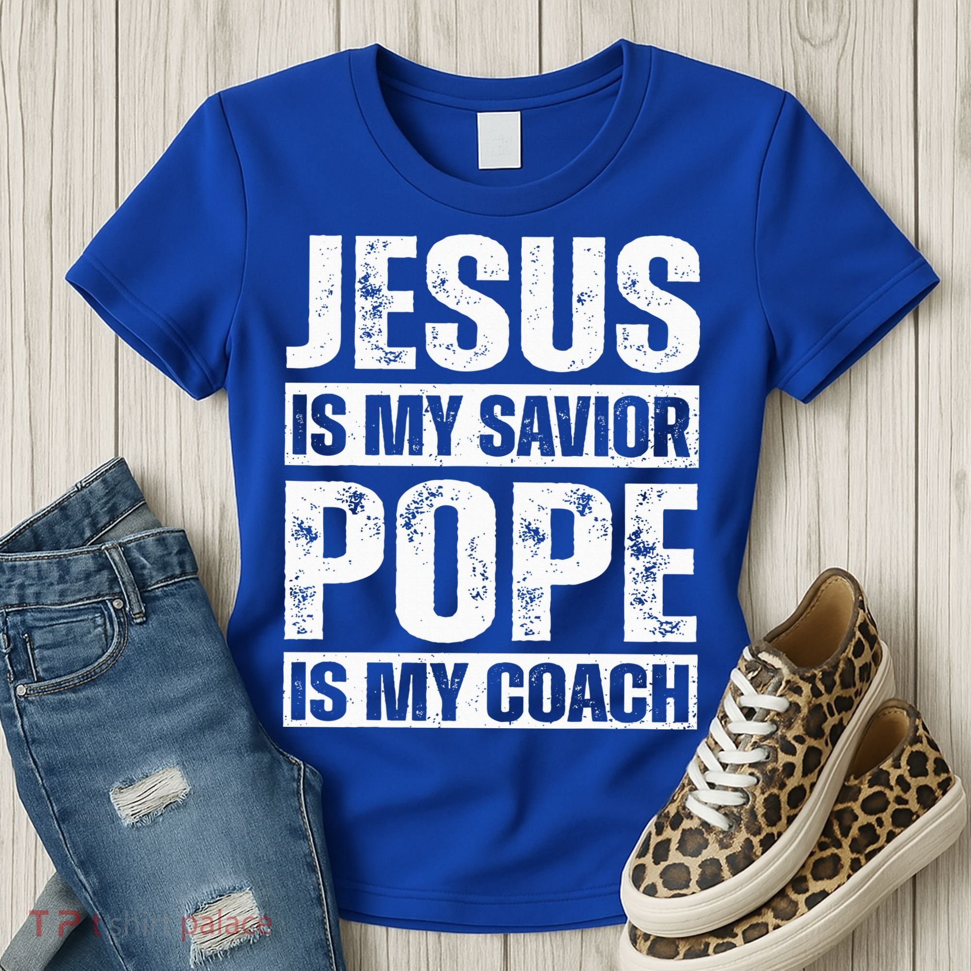 Jesus Is My Savior Pope Is My Coach Christian Women's T-Shirt