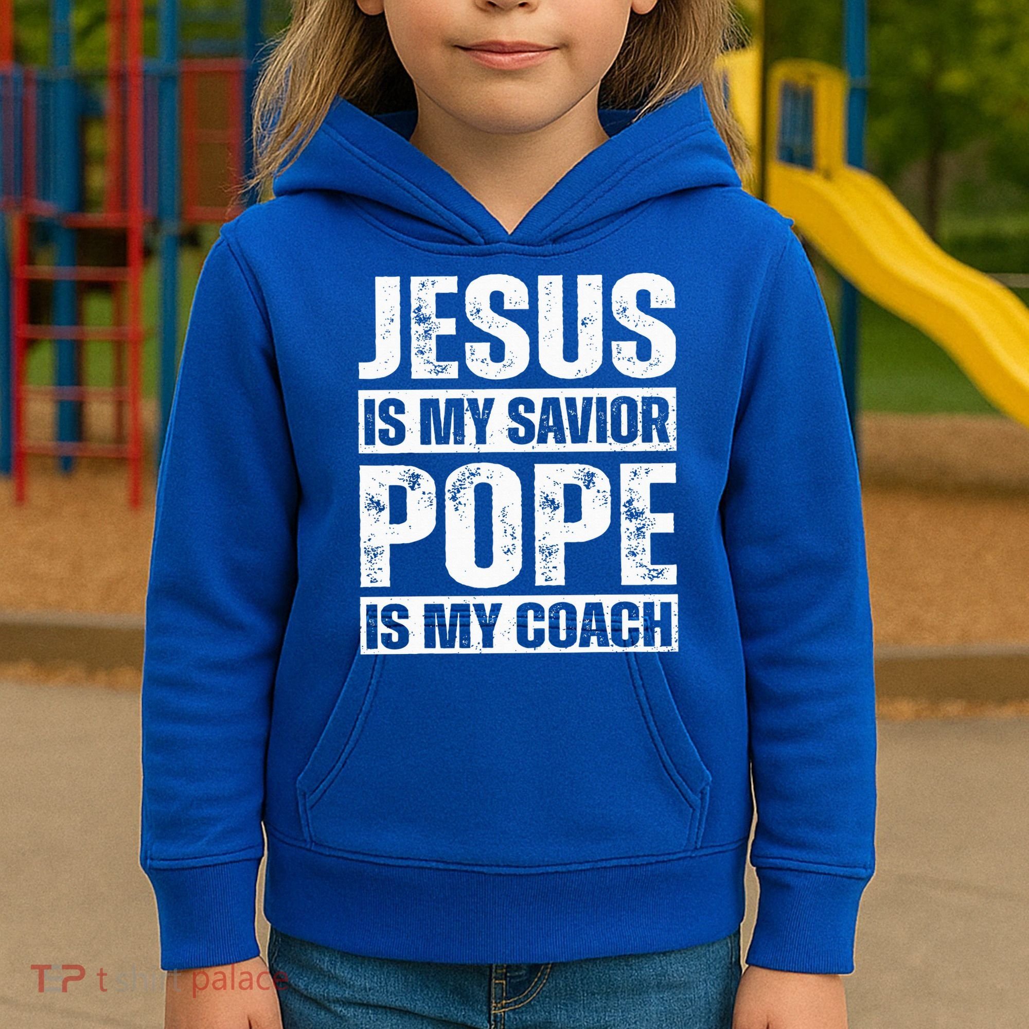 Jesus Is My Savior Pope Is My Coach Christian Kids Hoodie