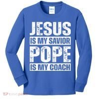 Jesus Is My Savior Pope Is My Coach Christian Kids Long Sleeve Shirt thumb 0
