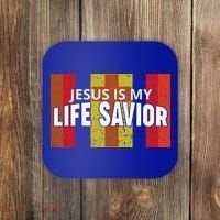 Jesus Is My Life Savior Green Coaster thumb 0