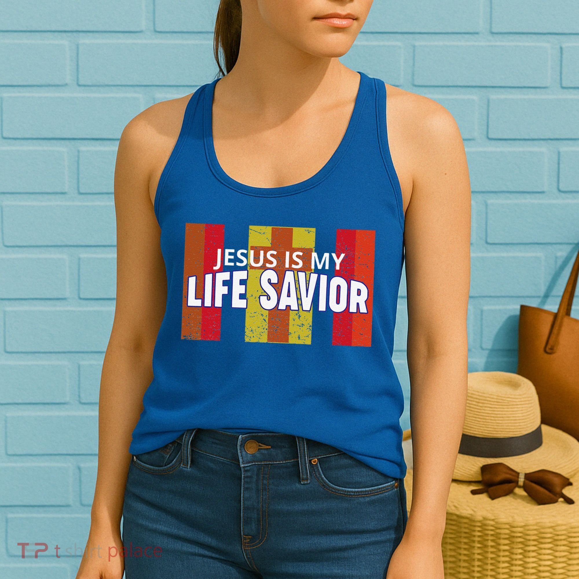 Jesus Is My Life Savior Green Women's Tank Top