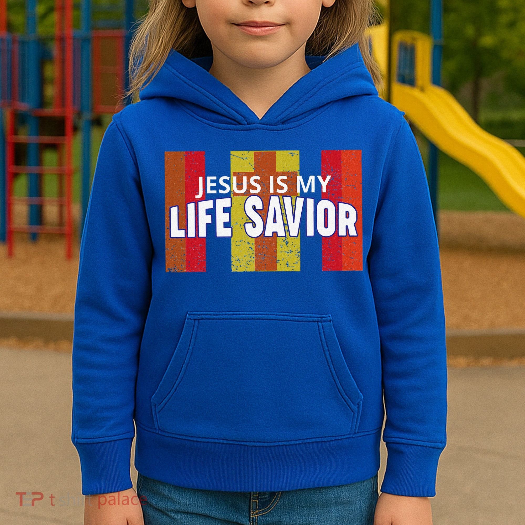 Jesus Is My Life Savior Green Kids Hoodie