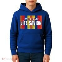 Jesus Is My Life Savior Green Kids Hoodie thumb 4