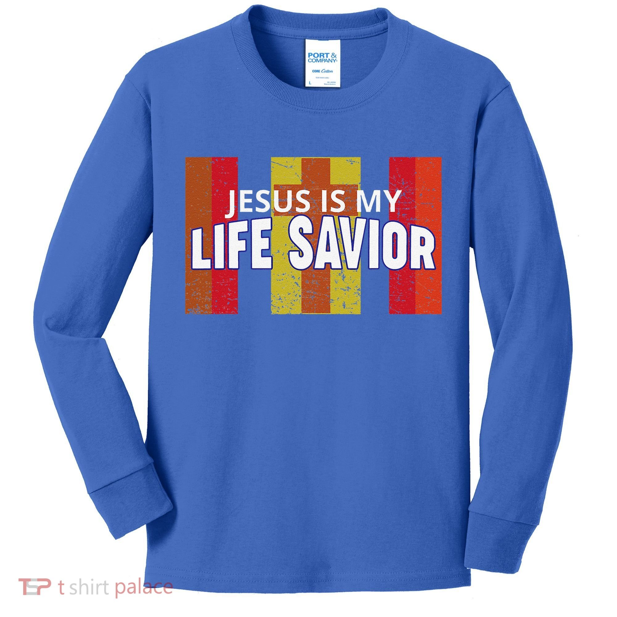 Jesus Is My Life Savior Green Kids Long Sleeve Shirt