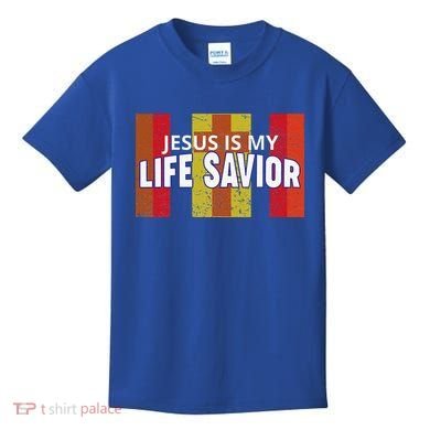 Jesus Is My Life Savior Green Kids T-Shirt