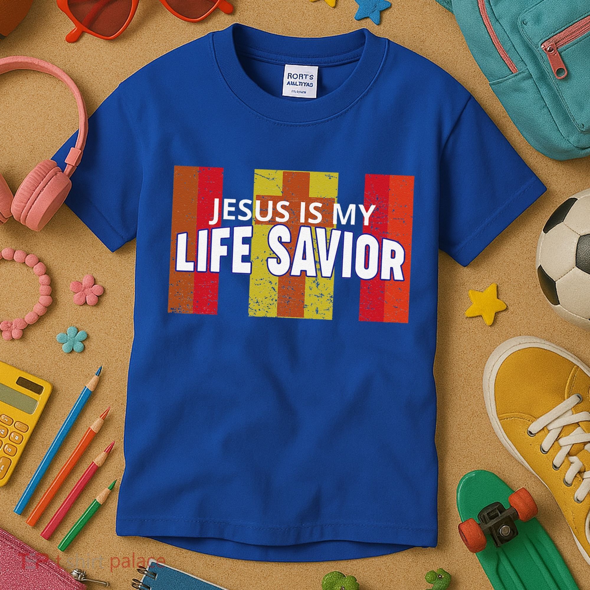 Jesus Is My Life Savior Green Kids T-Shirt
