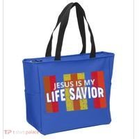 Jesus Is My Life Savior Green Tote Bag thumb 2