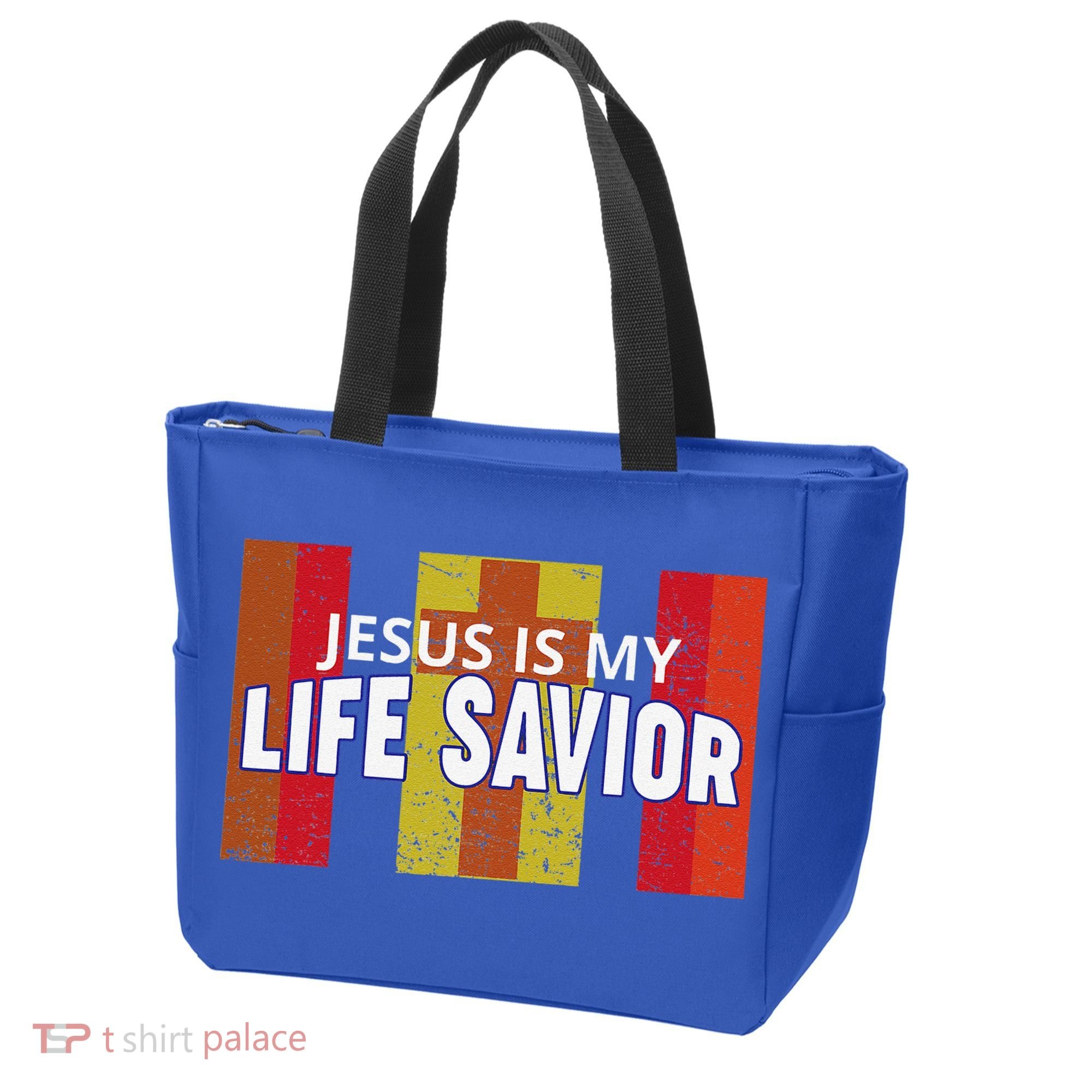 Jesus Is My Life Savior Green Tote Bag