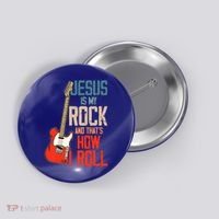 Jesus Is My Rock And That Is How I Roll Christian Button thumb 0