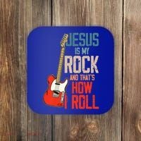 Jesus Is My Rock And That Is How I Roll Christian Coaster thumb 0