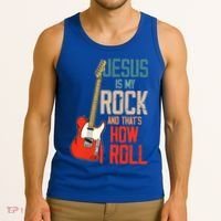 Jesus Is My Rock And That Is How I Roll Christian Tank Top thumb 3