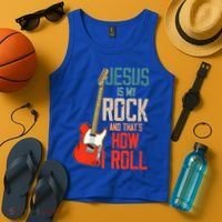 Jesus Is My Rock And That Is How I Roll Christian Tank Top thumb 4