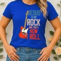 Jesus Is My Rock And That Is How I Roll Christian Women's T-Shirt thumb 2