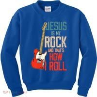 Jesus Is My Rock And That Is How I Roll Christian Kids Sweatshirt thumb 0