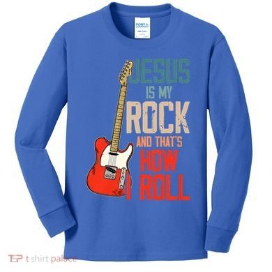 Jesus Is My Rock And That Is How I Roll Christian Kids Long Sleeve Shirt