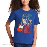 Jesus Is My Rock And That Is How I Roll Christian Kids T-Shirt thumb 2