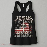 Jesus Is My Savior Trump Is My President Trump 2024 USA Flag Women's Tank Top thumb 3