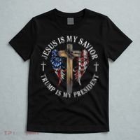 Jesus Is My Savior Trump Is My President 2024 Usa Flag Cross T-Shirt thumb 5