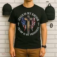Jesus Is My Savior Trump Is My President 2024 Usa Flag Cross T-Shirt thumb 6