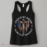 Jesus Is My Savior Trump Is My President 2024 Usa Flag Cross Women's Tank Top thumb 3