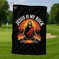Jesus Is My Rock Biblical Faith Golf Towel thumb 1