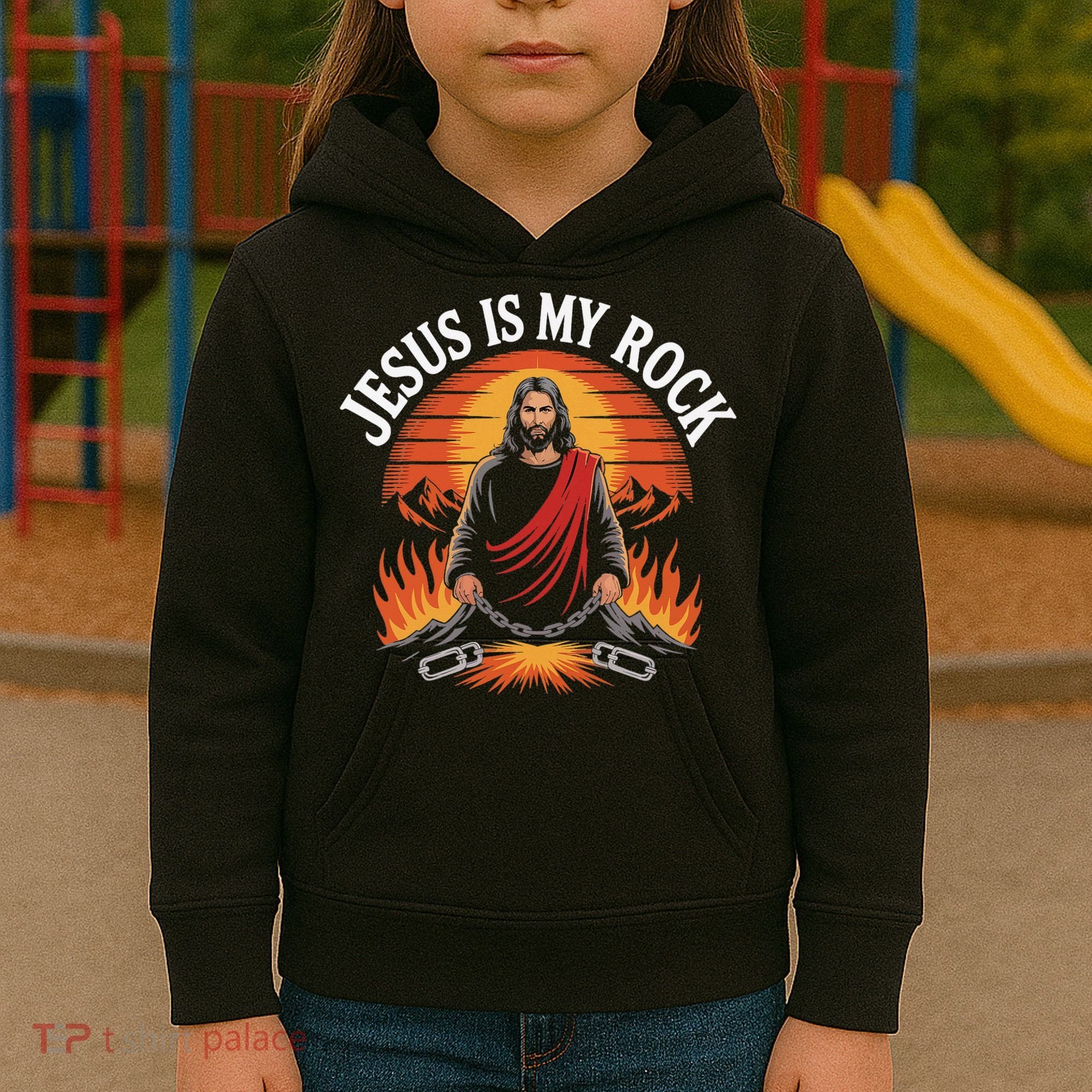 Jesus Is My Rock Biblical Faith Kids Hoodie
