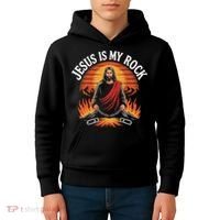 Jesus Is My Rock Biblical Faith Kids Hoodie thumb 4