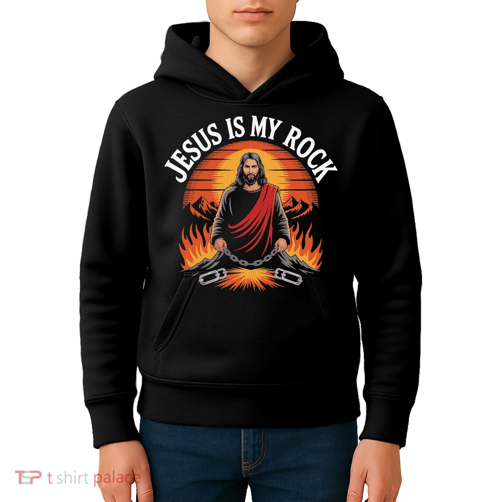 Jesus Is My Rock Biblical Faith Kids Hoodie
